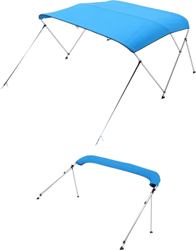 VEVOR 3 Bow Boat Bimini Tops, 600D Polyester Canopy with Aluminum Alloy Frame, Waterproof & Sun Shade Boat Awning Canopy with Storage Bag, 2 Support Poles, 4 Straps, 72