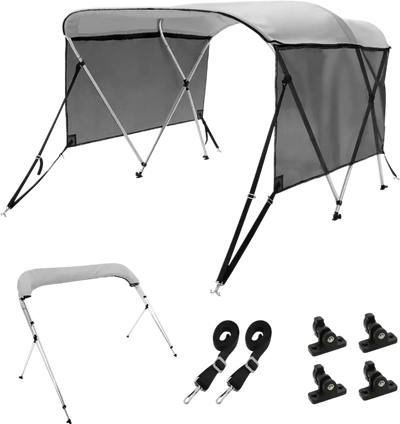 Vevor Bimini Top 3 Bow Boat Cover Canopy with Detachable Mesh Sidewalls 6' x 46
