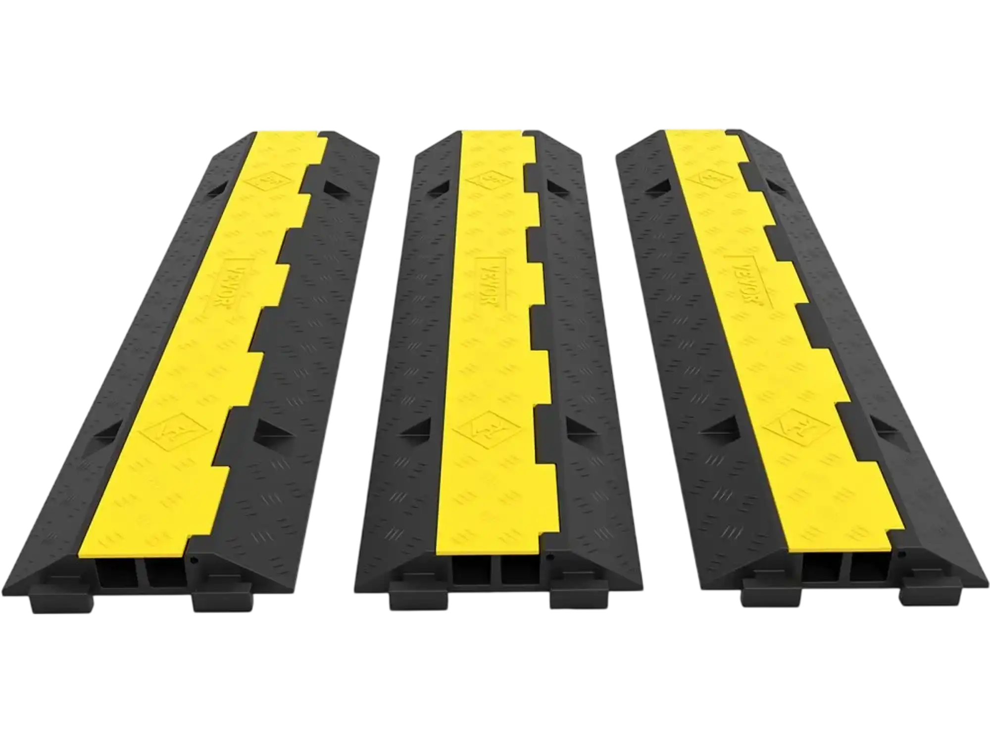 Vevor Cable Protector Ramp 3-Pc 2-Channel Rubber Wire Cover 11000 lbs New