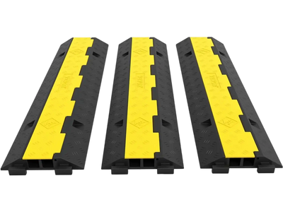 Vevor Cable Protector Ramp 3-Pc 2-Channel Rubber Wire Cover 11000 lbs New