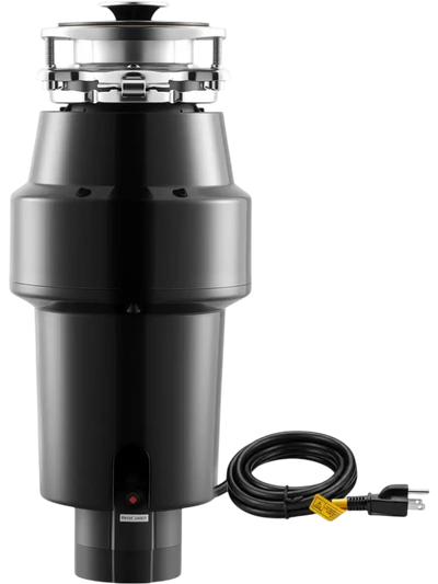 VEVOR Food Waste Garbage Disposal, 1HP 3700RPM DC Motor, Continuous Feed Kitchen Sink Garbage Disposer, 3-Bolt Mount Food Waste Grinding System with Splash Guard & Power Cord for Kitchens