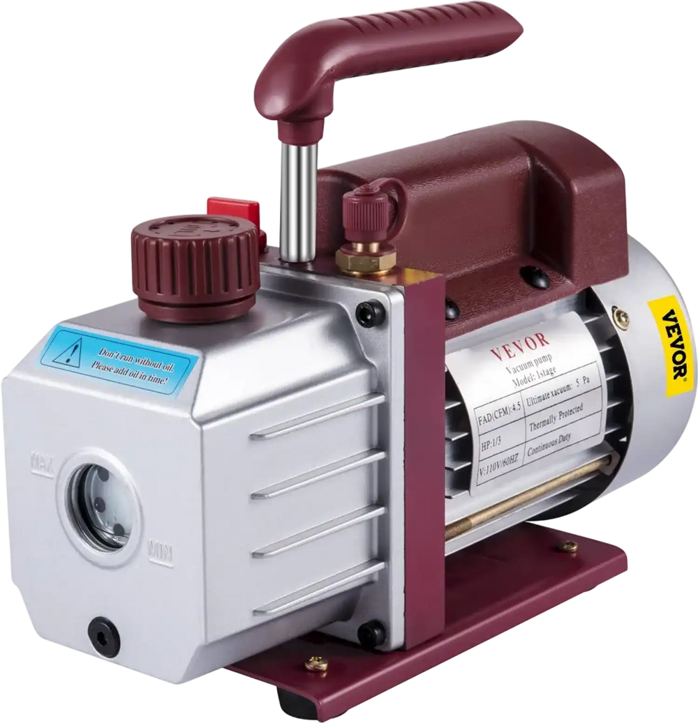 VEVOR Vacuum Pump 4.5CFM Vacuum Pump HVAC Single-Stage Rotary Vane Vacuum Pump 1/3HP 5PA Ultimate Air Conditioning Refrigerant Vacuum Pump