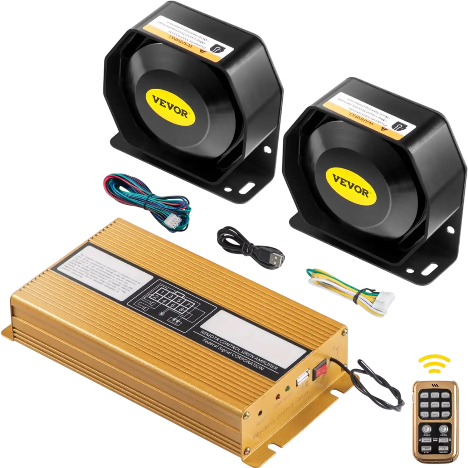 Vevor PA System 400W 8-Tone Dual Horn Police Siren Kit New