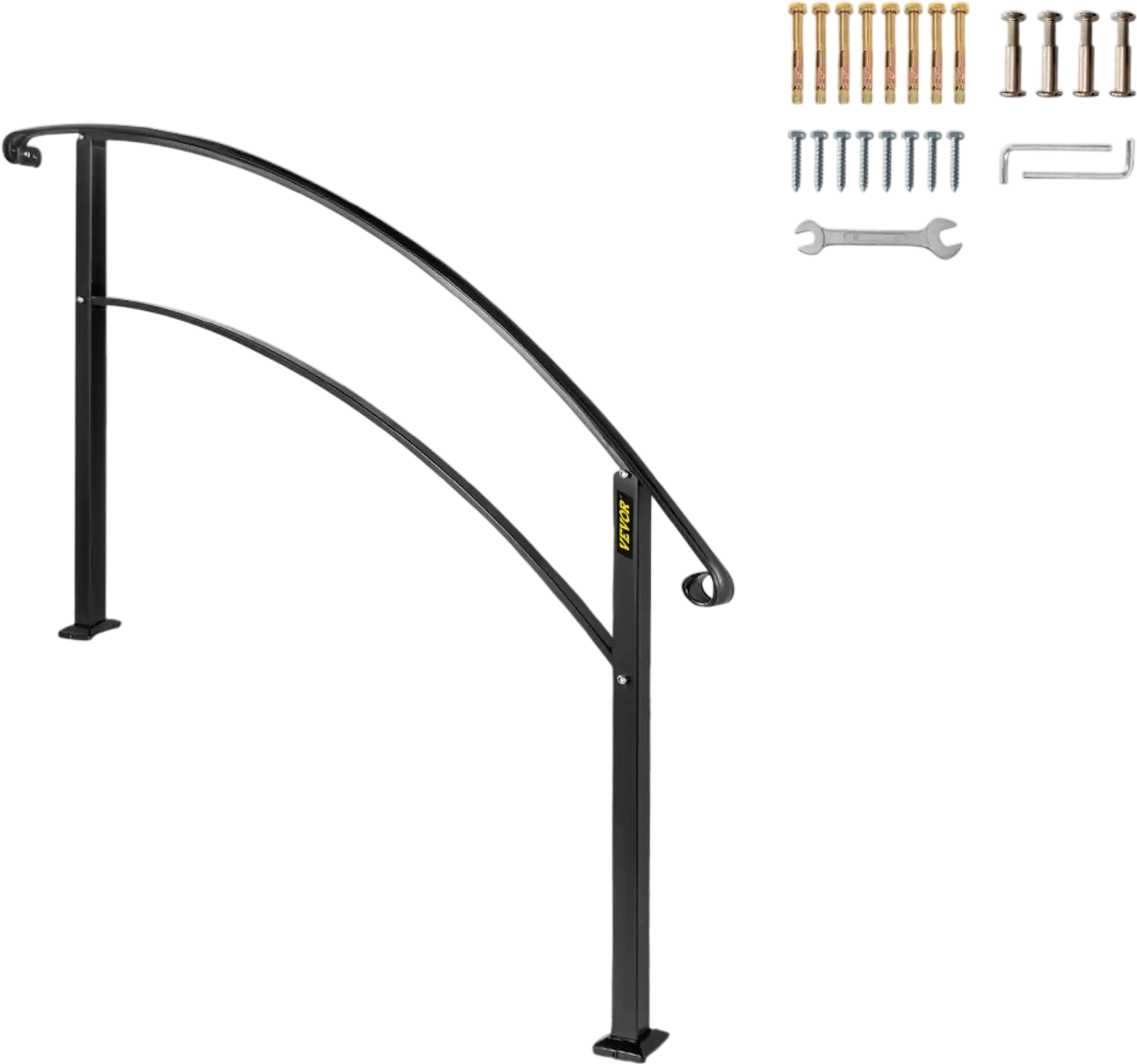 Vevor Handrail 4-Step Wrought Iron Outdoor Stair Railing Black New
