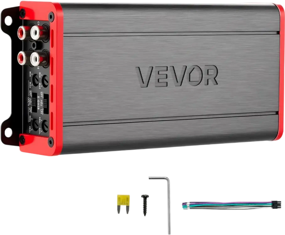 VEVOR 4 Channel Car Audio Amplifier 2 Ohm Stable Bridgeable Class D Full Range Amp Max Power 4 x 272W @ 4 Ohm / 4 x 400W @ 2 Ohm for Car SUV Truck Off-Road