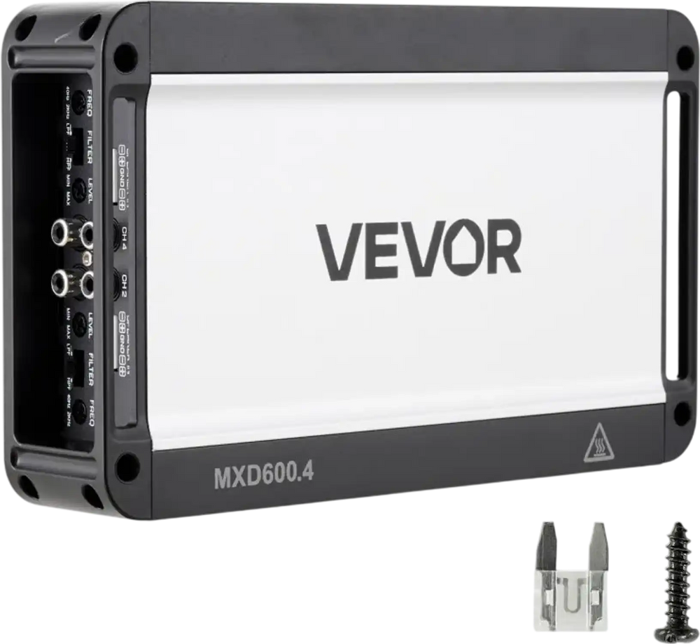 VEVOR 4 Channel Car Audio Amplifier 2 Ohm Stable Bridgeable Class D Full Range Amp Max Power 4 x 420W @ 4 Ohm / 4 x 600W @ 2 Ohm for Car SUV Truck Off-Road