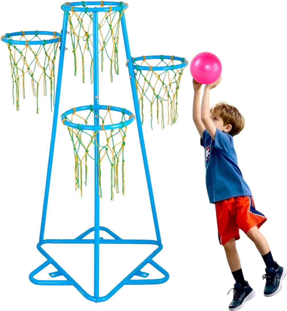 VEVOR Kids Basketball Hoop, 4-Hoop Child Basketball Hoops, Portable Basketball Stand with Adjustable Heights and 3 Balls, Indoor and Outdoor Basketball Toy Set for Children of All Ages, Boys & Girls