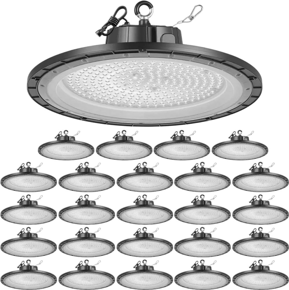 VEVOR 20 Pack LED High Bay Lights, 5000K 150W 21000LM Super Bright UFO LED Warehouse Shop Lights, IP65 Waterproof, 100-277V Wide Voltage for Warehouse Workshop Factory Gym Garage Barn, Black