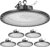 VEVOR 6 Pack LED High Bay Lights, 5000K 200W 30000LM Super Bright UFO LED Warehouse Shop Lights, IP65 Waterproof, 100-277V Wide Voltage for Warehouse Workshop Factory Gym Garage Barn, Black