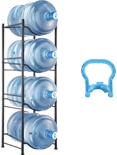 Vevor Water Jug Holder 4-Tier 5 Gallon Water Bottle Rack for 4 Bottles Black New