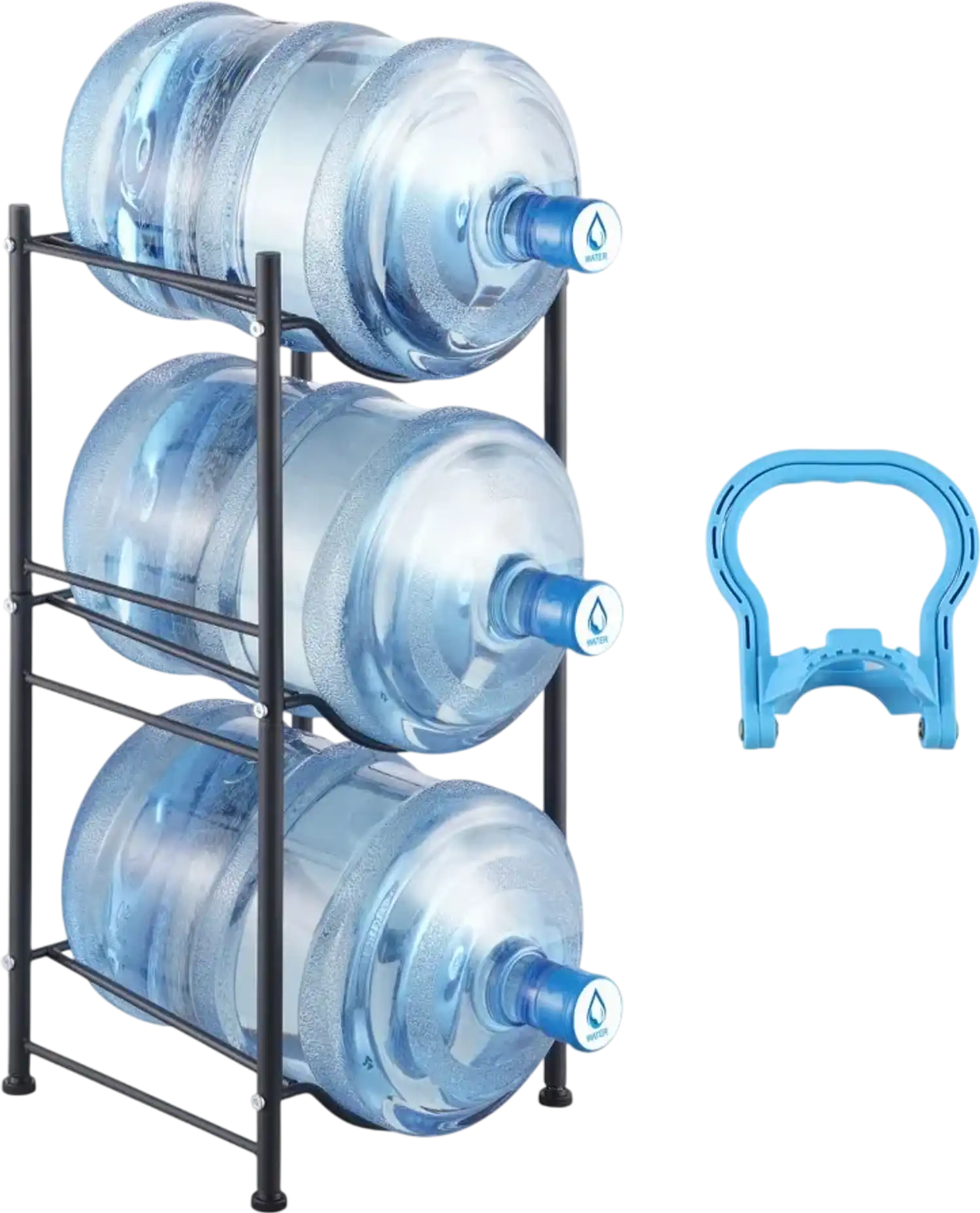 Vevor Water Jug Holder 3-Tier Single Row Rack for 3 Bottles Black New