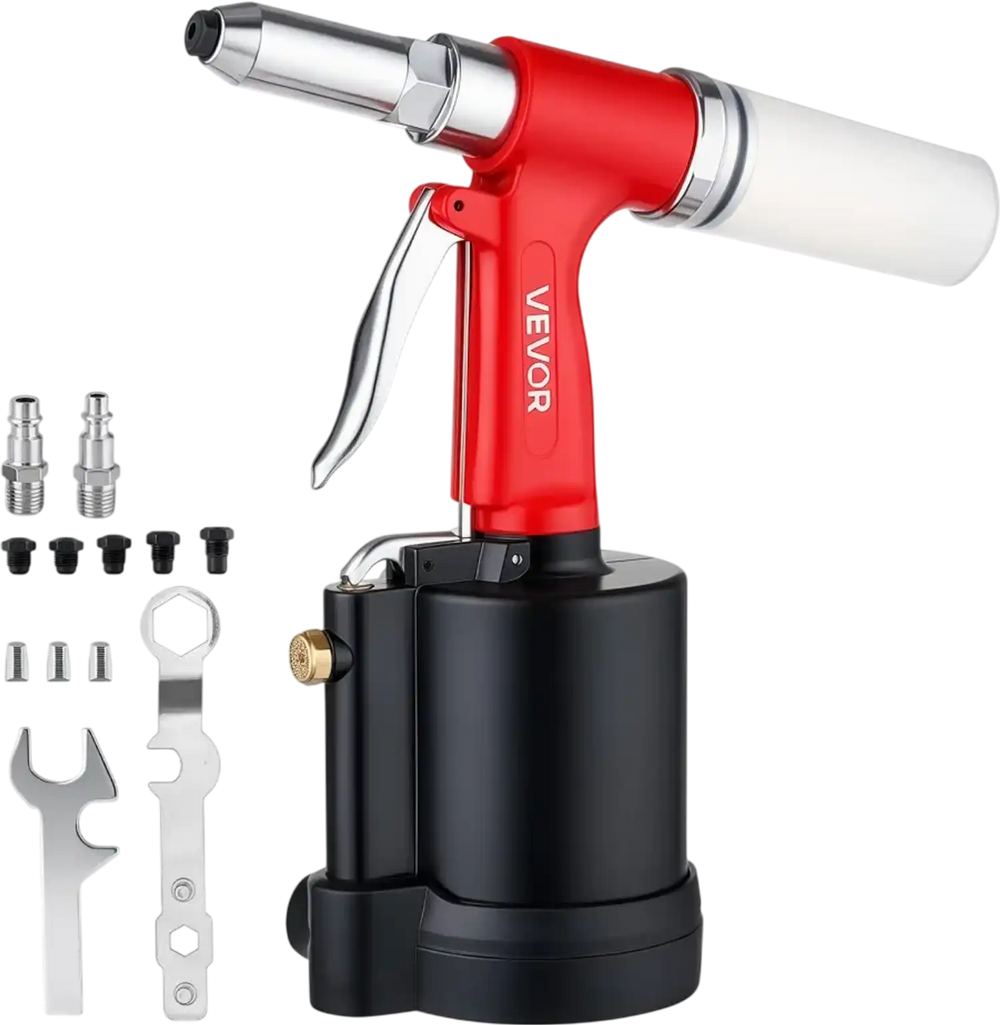 VEVOR Pneumatic Rivet Gun Kit with 3/32" 1/8" 5/32" 3/16" 1/4" Nosepieces, 3924 LBS Pulling Force, 3-Claw Secure Grip, Air Pop Riveter Tool for Automotive, Construction, Industrial Manufacturing