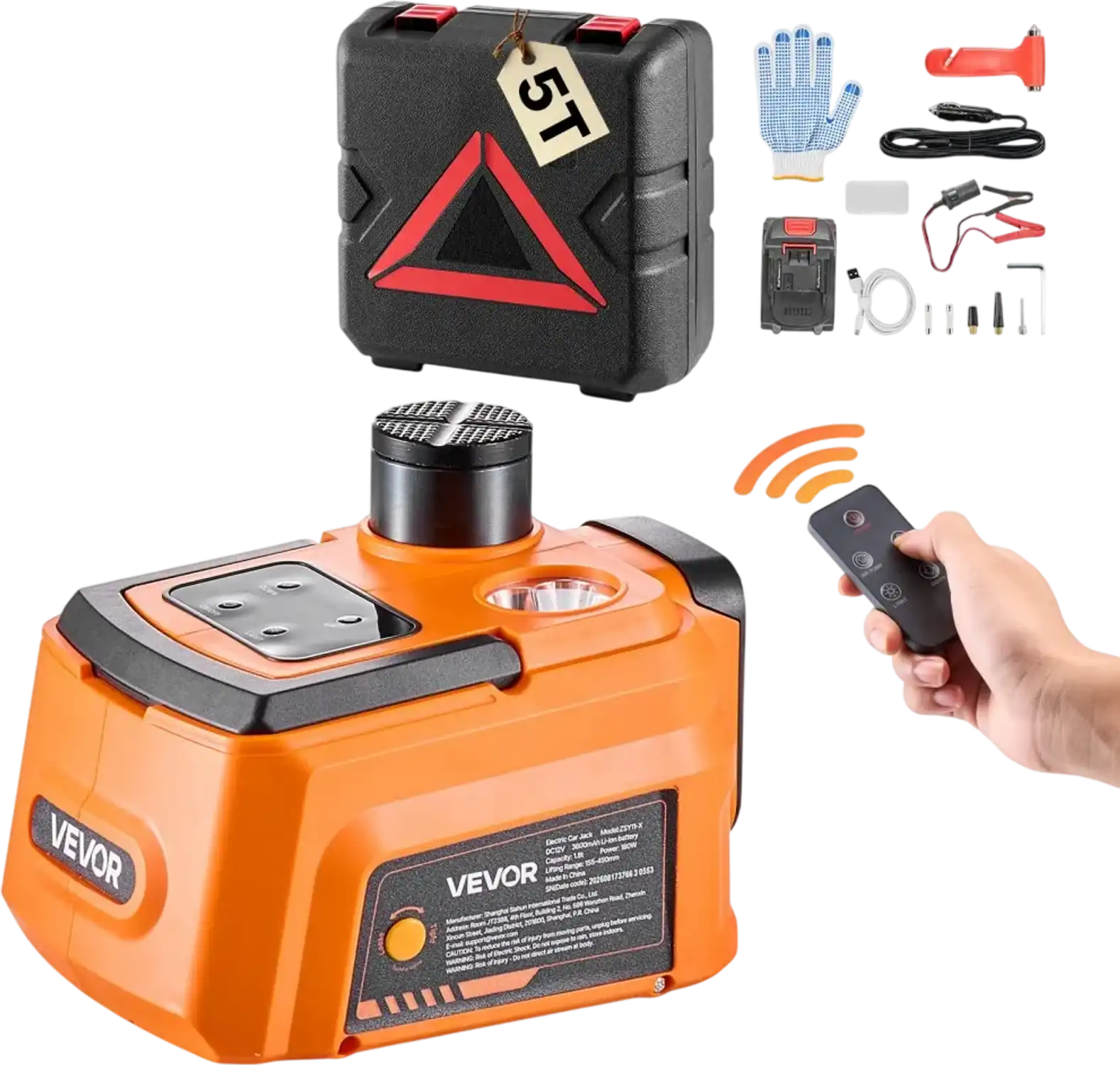 Vevor Electric Car Jack Cordless 5T 12V Hydraulic Floor Jack with Remote Control & 3600mAh Battery New