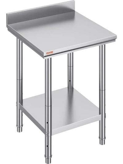 VEVOR 24 x 24 x 35 Inch Stainless Steel Work Table, Commercial Food Prep Worktable Heavy Duty Prep Worktable, Metal Work Table with Adjustable Height for Restaurant, Home and Hotel