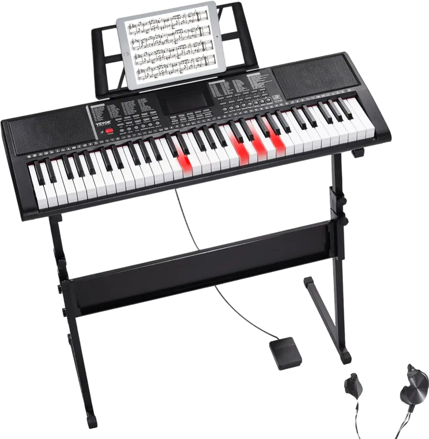 Vevor Digital Keyboard Piano 61-Key Lighted Keys with Adjustable Stand New