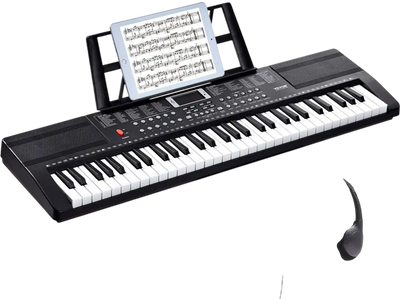 VEVOR 61 Key Digital Keyboard Piano, 200 Tones 200 Rhythms, Electric Portable Piano Keyboard Kit with 60 Demo Songs Built-In Dual Speakers Headphones, Piano Stickers for Beginners Learning