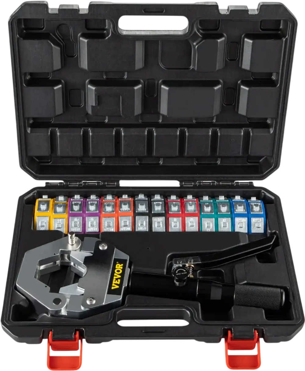 VEVOR Hydraulic Hose Crimper Hydra-Krimp 71500, Manual AC Hose Crimper Kit Air Conditioning Repair Handheld, Hydraulic Hose Crimping Tool with 7 Die Set for Barbed and Beaded Hose Fittings