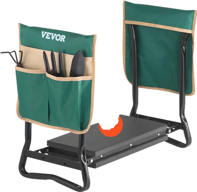 VEVOR Garden Kneeler and Seat, 8 in Wide Kneeling Pad, Heavy Duty Garden Kneeling Stool, Folding Garden Seat with 2 Tool Bags, Relieve Knee & Back Pain, Portable Garden Bench for Women Grandparents