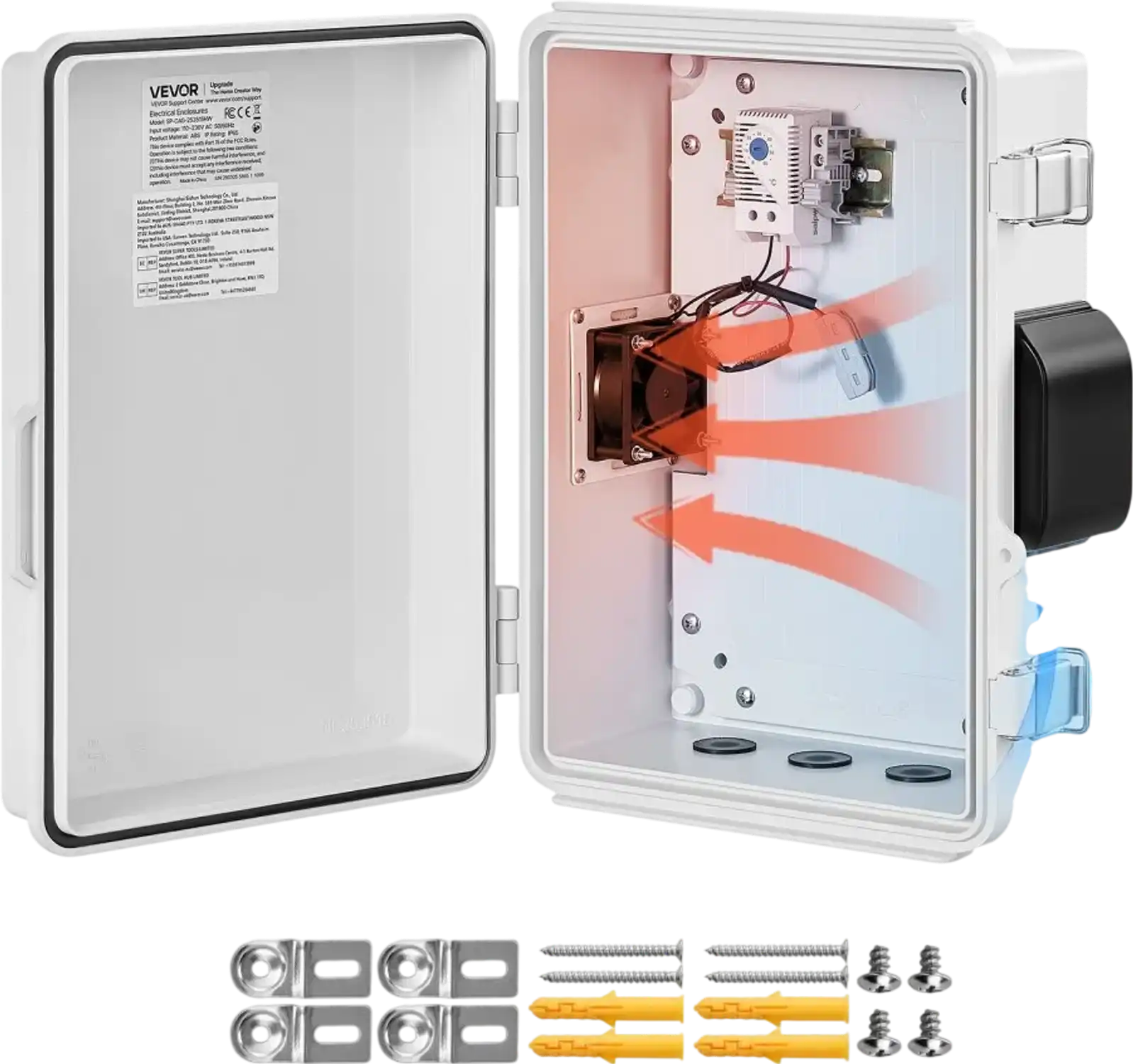 Vevor Outdoor Electrical Box Waterproof ABS Junction Box with Thermostat Fan 14.2 x 10.8 x 5.9
