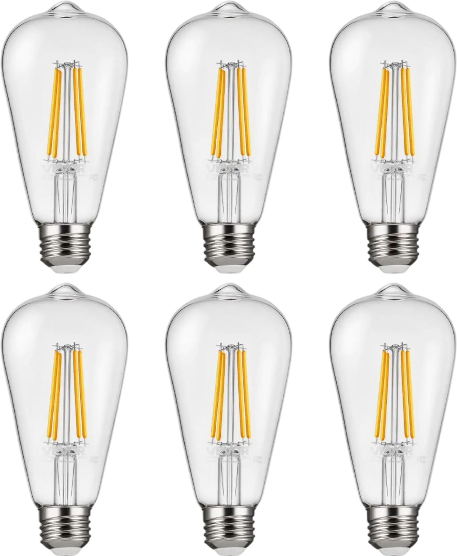 Vevor LED Bulbs 6-Pack ST19 Dimmable 800 lm 2700K Warm White E26 Vintage Edison New
