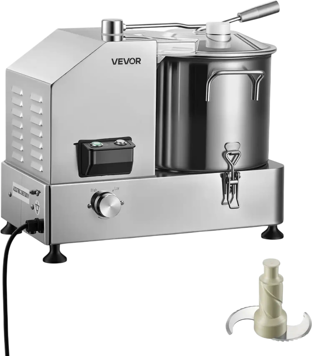 VEVOR Food Processor 9.5 qt 9 L Commercial Electric Vegetable Chopper 1800W, for Vegetables Fruit Grains Nuts, Food-Grade Stainless Steel Bowl, 110V Cutter with S-Shaped Blade, Variable Speed Dial