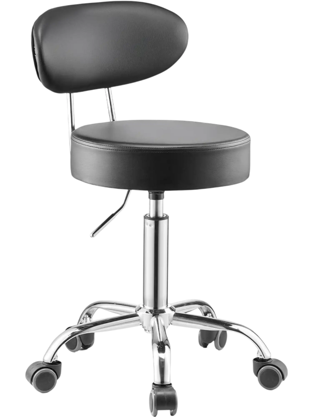 VEVOR Shop Stool with Backrest, Pneumatic Garage Seat/Work Stool with Wheels, 300 lbs Load, Adjustable Roller Creeper Seat, 360° Swivel Padded Workshop Stool, for Garage, Shop & Auto Repair, Black
