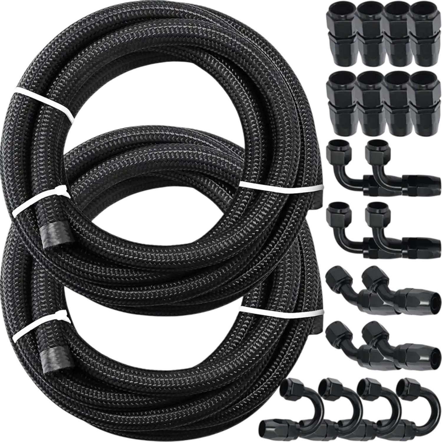 Vevor Fuel Line Kit 8AN Nylon Stainless Steel Braided Oil Fuel Hose 32.8' Black New