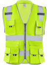 VEVOR Safety Vest, 10 Pockets Yellow Safety Vest, Hi Vis Zipper Front Safety Vest with Reflective Strips, High Visibility Work Construction Vest with Pockets and Walkie-Talkie Clip, for Men & Woman