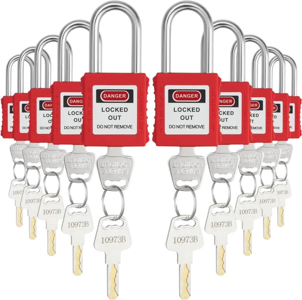 VEVOR Lockout Tagout Locks Set, 10 PCS Red Safety Lockout Padlocks, with 2 Keys Per Lock, OSHA Compliant Lockout Locks, Lock Out Tag Out Safety Padlocks for Electrical Lockout Tag Out Kits