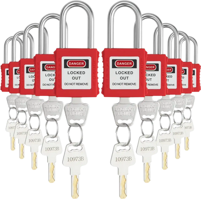 Vevor Safety Padlocks Lockout Tagout Locks Set 10-Piece Red OSHA Compliant New