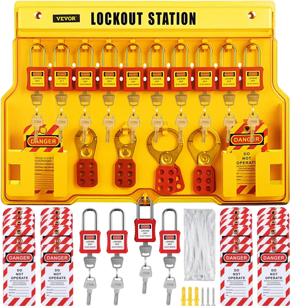 VEVOR 58 PCS Lockout Tagout Kits, Electrical Safety Loto Kit Includes Padlocks, Lockout Station, Hasp, Tags & Zip Ties, Lockout Tagout Safety Tools for Industrial, Electric Power, Machinery