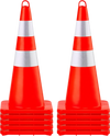 VEVOR Safety Cones, 10PCS 28\" Traffic Cones, PVC Orange Construction Cones, 2 Reflective Collars Traffic Cones with Weighted Base and Hand-Held Ring Used for Traffic Control, Driveway Road Parking