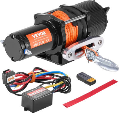 Vevor Winch 4500 lbs ATV UTV Electric Synthetic Rope Waterproof Remote Control New