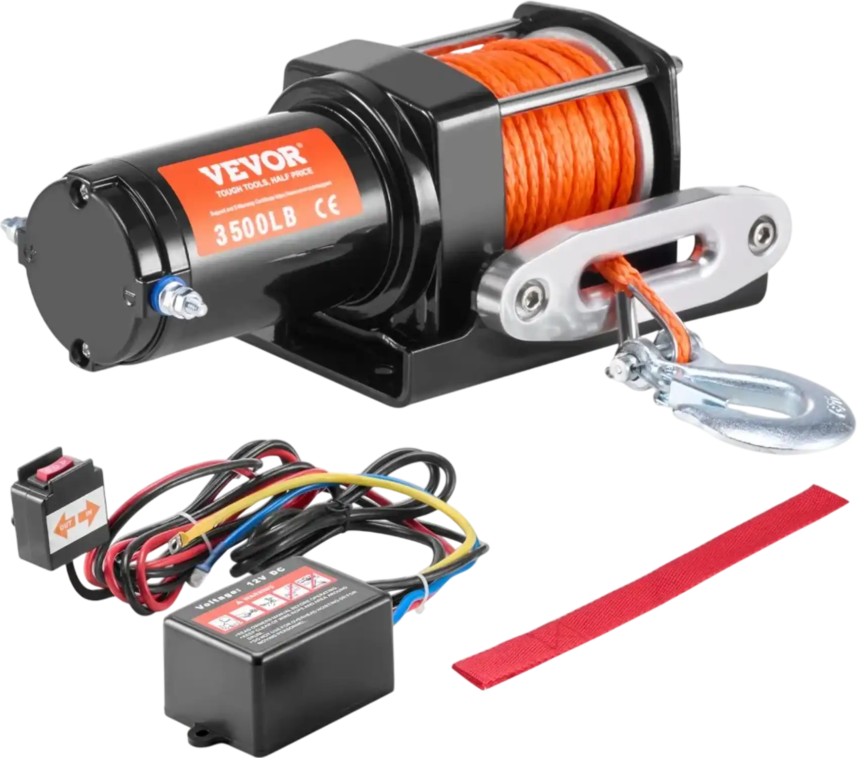 Vevor Electric Winch 3500 lb Synthetic Rope ATV UTV 12V Wired Remote New