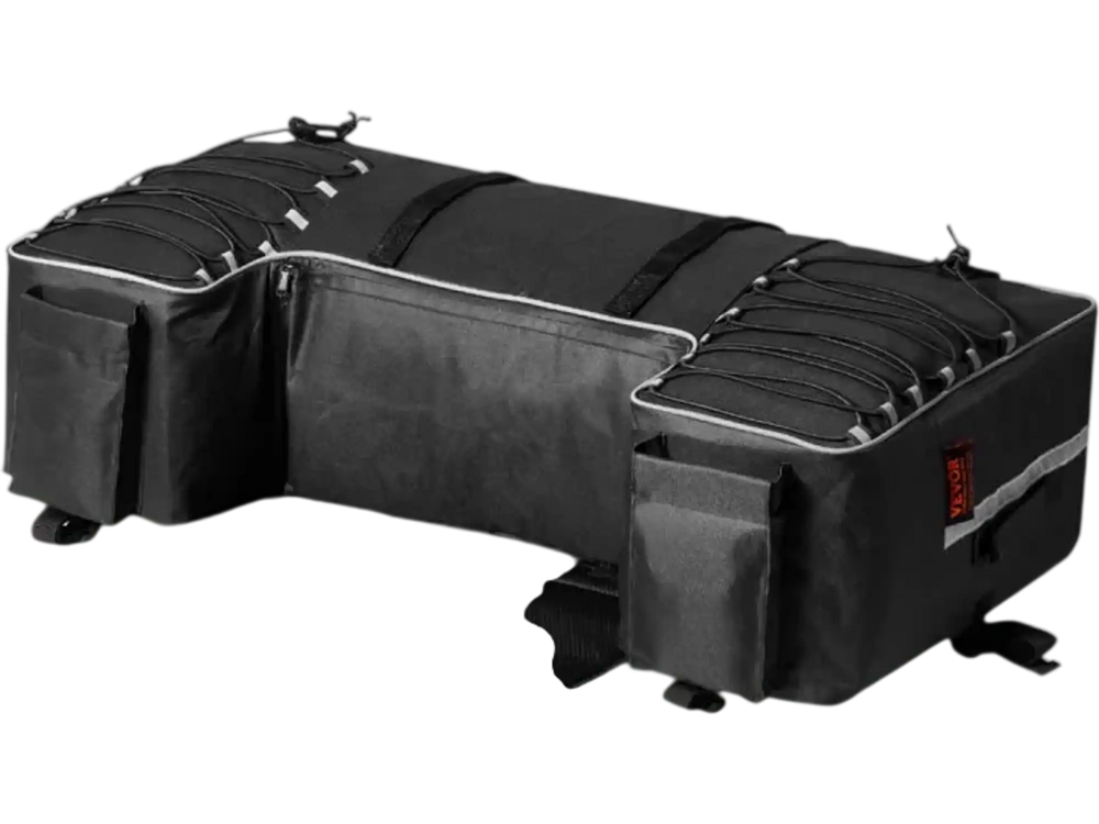 VEVOR ATV Rear Storage Bag, 60L ATV Rear Cargo Storage Bag with Backrest & Waterproof Cover, 600D Oxford Cloth Rear Seat Gear Bag Fit Most ATVs with Rear Rack, Compatible with ATV, UTV, Can-Am Vehicle