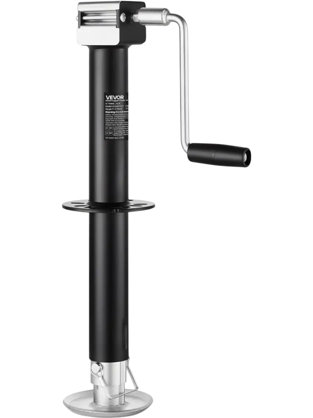 VEVOR 5000 lbs A-Frame Trailer Jack, 15-Inch Vertical Travel, Trailer Lift Jack with Adjustable 7-Level Drop Leg & Drill Socket, Cordless Drill Compatible, Suitable for RV, Utility, Yacht Trailers