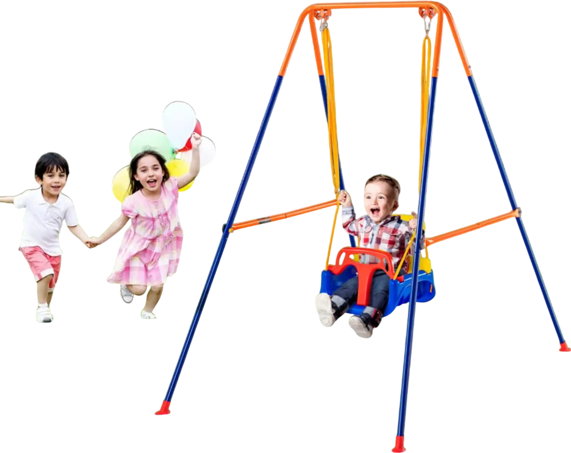 Vevor Swing Set 3-in-1 Toddler Backyard Foldable Metal Stand with 4 Sandbags New