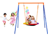 VEVOR Swing Sets for Backyard, 440lbs Load Capacity Swing Set, 40" Saucer Swing Seat with Heavy Duty A-Frame Metal Swing Stand and Adjustable Rope, Easy to Assemble, Swingset Outdoor for Kids