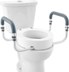 VEVOR Raised Toilet Seat, 3.5" Height Raised, 300 lbs Weight Capacity, for Standard Round Toilet, Aluminum Handrail, with EVA Armrest Padding, for Elderly, Handicap, Patient, Pregnant, Medical