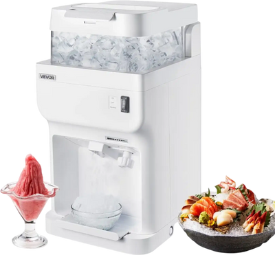 Vevor Ice Shaver Commercial 220 lbs/h Electric Snow Cone Maker White New