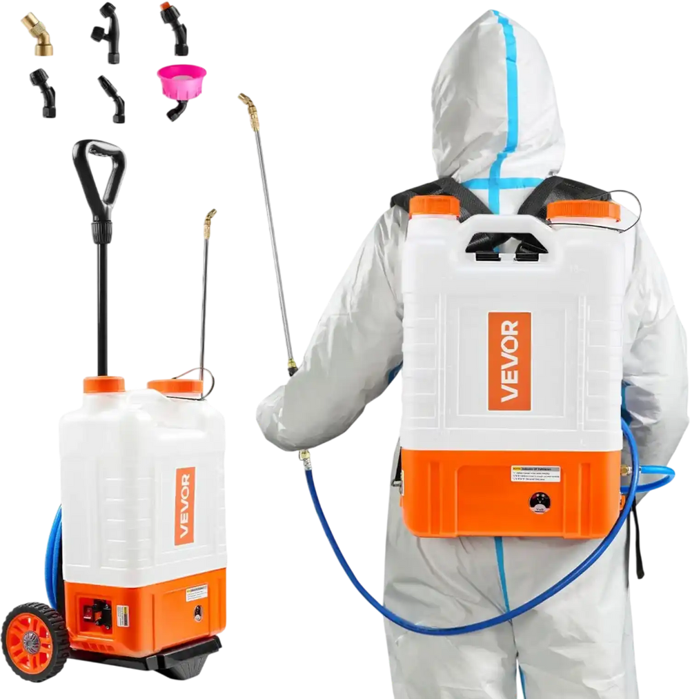 battery powered garden sprayer VEVOR 0-94 Psi Battery Powered Backpack Sprayer with Cart