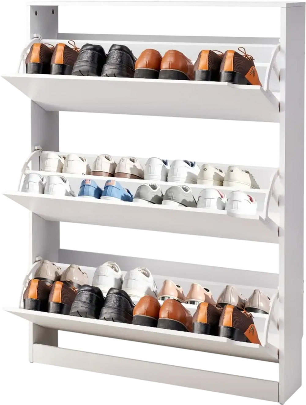 VEVOR Shoe Cabinet with 3 Flip Drawers, Modern Shoes Storage Cabinet with Anti-Tipping Device, Freestanding Shoe Rack Organizer, Ideal for Entryway, Hallway, Bedroom, Living Room, Closet, White