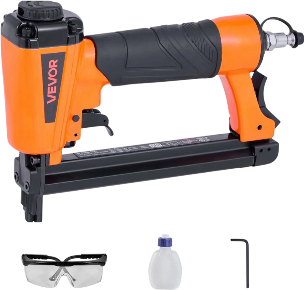 VEVOR Pneumatic Staple Gun, 20 Gauge T50 Pneumatic Upholstery Stapler for 7/16" Crown 5/32"-5/8" Length Staples, 70-110 PSI Air Staple Gun for Woodworking, Upholstering, Fabric, Crafts, DIY Projects