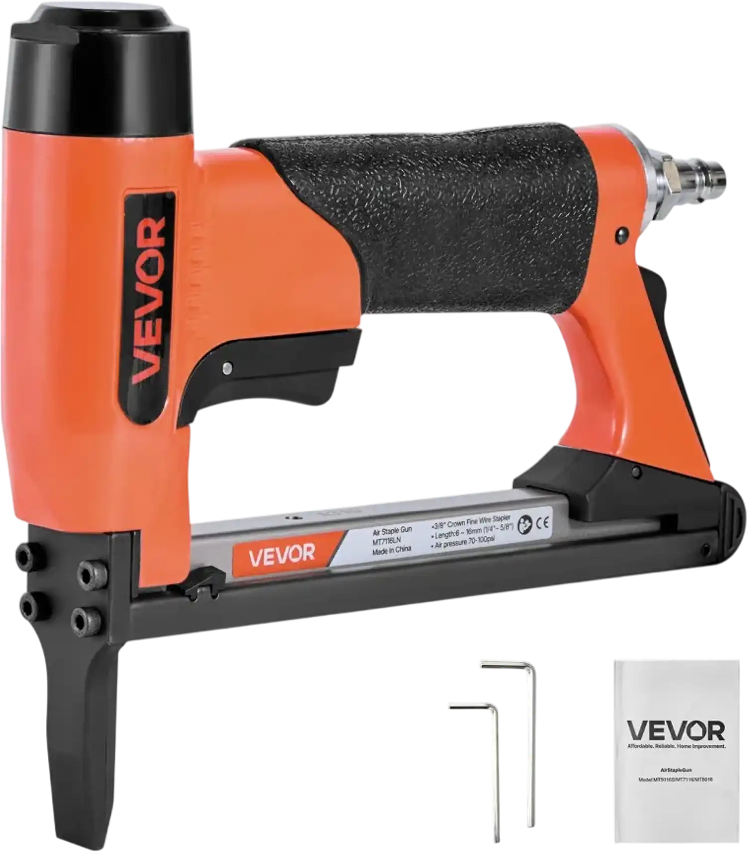 Vevor Pneumatic Staple Gun Long Nose Upholstery Stapler 22 Gauge 3/8