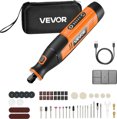 VEVOR 73-Piece Cordless Rotary Tool Kit, DC4V Portable Mini Power Rotary Tool, 5-Level Speed 7000-20000 RPM Multi-Purpose DIY Tools for Engraving, Sanding, Polishing, Carving, Cutting, DIY Crafts
