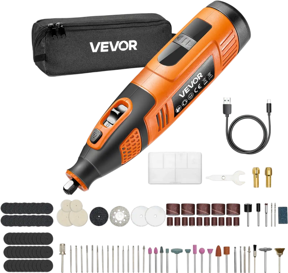 VEVOR 119-Piece Cordless Rotary Tool Kit, DC12V Portable Mini Power Rotary Tool, 28-Level Speed 5000-32000 RPM Multi-Purpose DIY Tools for Engraving, Sanding, Polishing, Carving, Cutting, DIY Crafts