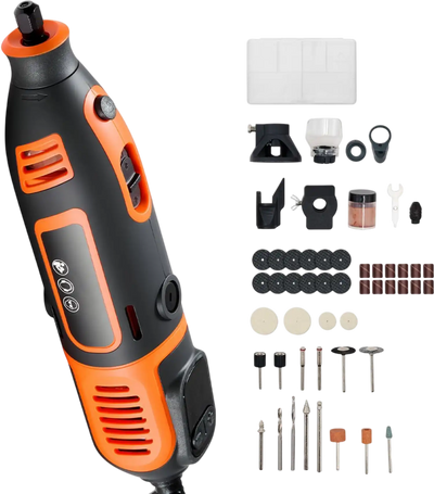 VEVOR 51-Piece Rotary Tool Kit, 200W Mini Power Rotary Tool Corded, 8000-40000RPM Multi-Purpose DIY Tools with Universal Chuck for Engraving, Sanding, Grinding, Polishing, Cutting, DIY Crafts