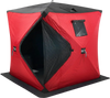 VEVOR Portable Ice Shelter, 3-4 Person Insulated Pop-Up Ice Fishing Tent, 35 Square Feet Fishable Area, Thermal Ice Shanty for Winter Fishing, Ice Cube with Anchors, Ropes, Carrying Bag, 71"x71", Red