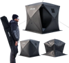VEVOR Pop Up Ice Fishing Tent 3-4 Person 90 x 90 x 77 in Portable Shelter, for Winter Fishing, 58 sq ft Area, 300D Oxford Fabric Hub-Style Shanty, Ice Cube with Anchors, Ropes, Carrying Bag, Black