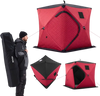 VEVOR Pop Up Ice Fishing Tent 3-4 Person 71 x 71 x 79 in Insulated Shelter, for Winter Fishing, 34 sq ft Area, 600D 4-Layer Fabric, Portable Hub-Style Shanty Cube with Anchors, Ropes, Carry Bag, Red